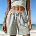thumbnail image 5 of Tqcoqu Plus Size Shorts for Women High Waisted Casual Drawstring Summer Sweat Shorts Elastic Waist Wide Leg Fashion Outfit with Pockets,Gray Women's M-XXXXXL, 5 of 5