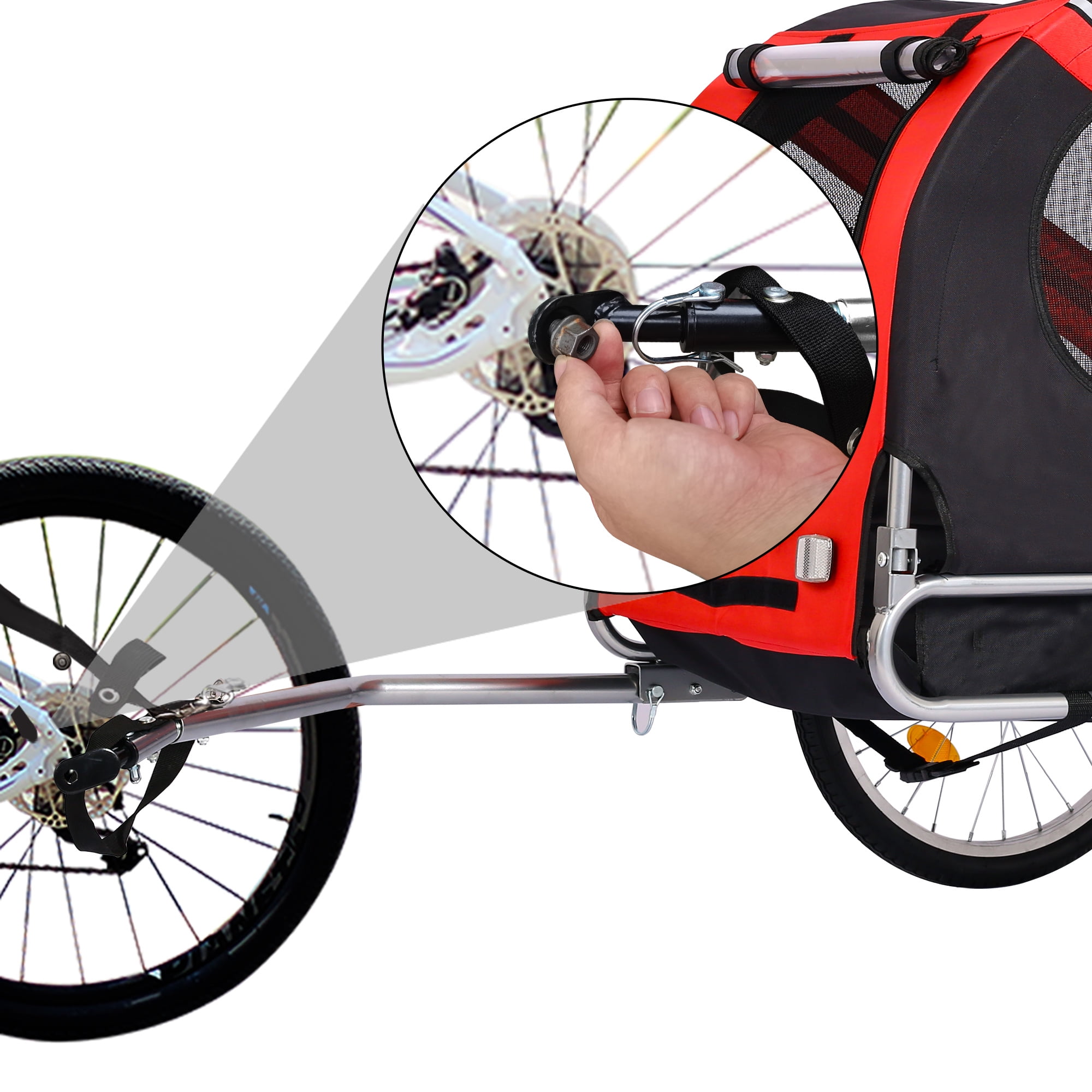 Pefilos 55" Dog Bike Trailer for Small and Medium, Pet Trailer with Suspension, Visibility Flag, Air-Filled Tires, Collapsible Stroller Bicycle Carrier, Red Pefilos 55" Dog Bike Trailer for Small and Medium, Pet Trailer with Suspension, Visibility Flag, Air-Filled Tires, Collapsible Stroller Bicycle Carrier, Red