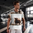 thumbnail image 3 of Wukai Yak Print Men's Short-Sleeved Mesh T-Shirt,Quick-Dry Short Sleeve Workout T-Shirt-3X-Large, 3 of 8