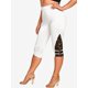 thumbnail image 1 of Leggings Recortados de Talla Grande de Encaje de Bloqueo de Color Rosegal Leggings de talla grande, 1 of 5