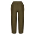 thumbnail image 3 of WIZUTIZ Palazzo Pants for Women Dressy Capris Breathable Leisure Relaxed Fit Wide Leg Beach Pants Elastic Spandex Mid Rise Palazzo Pants Solid Cut Off with Pockets Sweatpants Athletic Clubs Green, 3 of 4