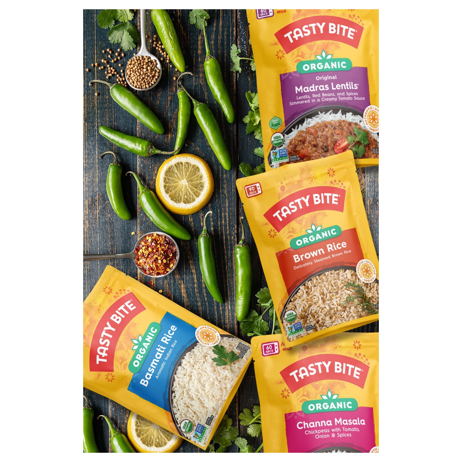 (6 pack) Tasty Bite Organic Madras Lentils 10oz - Savory lentil curry