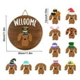 thumbnail image 7 of Dachshund Seasonal Welcome Sign for Front Door Rustic Round Wood Wreaths Sausage Dog Wall Hanging Home Decor, 7 of 7