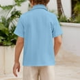 thumbnail image 4 of Mgmyaa Boys Button Down Shirts Kids Short Sleeve Collared Blouses Casual Tops with Pockets, 4 of 8