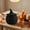 A, variant on Black Woven Halloween Pumpkin Candle Holder, Handcrafted Rattan Jack-O-Lantern Candle Holder Tabletop Centerpiece with Carved Face Design for Home Office Party Display Halloween Decor