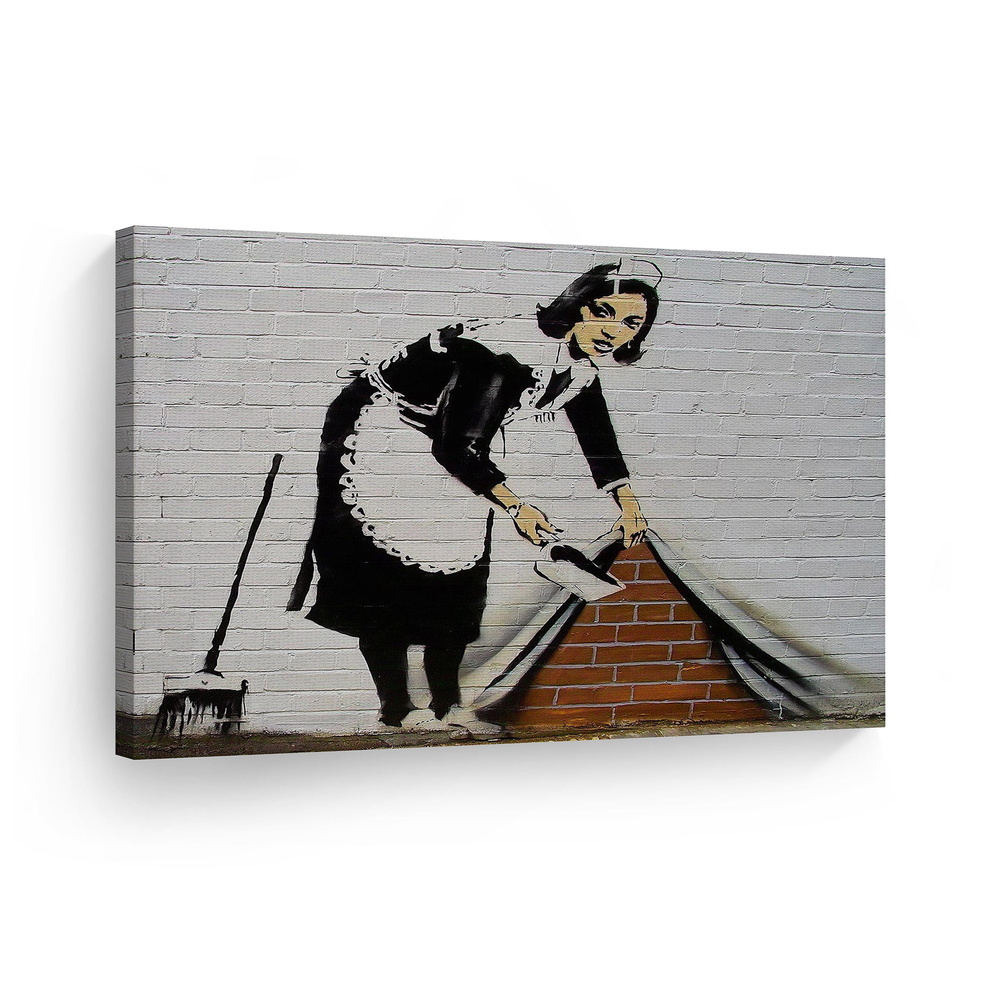 NEW Banksy Graffiti Artist Maid Cleaning Sweeping Up 16" Pillow Cushion Cover 