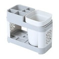 thumbnail image 2 of Toothbrush Holder for Bathrooms, Plastic Electrical Toothbrush Storage Holder and Toothpaste Organizing Stand with 1 Storage Cup, Tooth Brushing Holder Cup Tray and Toothpaste Caddy Black, 2 of 6