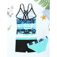 thumbnail image 4 of RUNQHUI Kids Girls Swimwear Swimming Tankini Bikini Set Athletic Beach Sports Swimsuit Rash Blue 10, 4 of 5