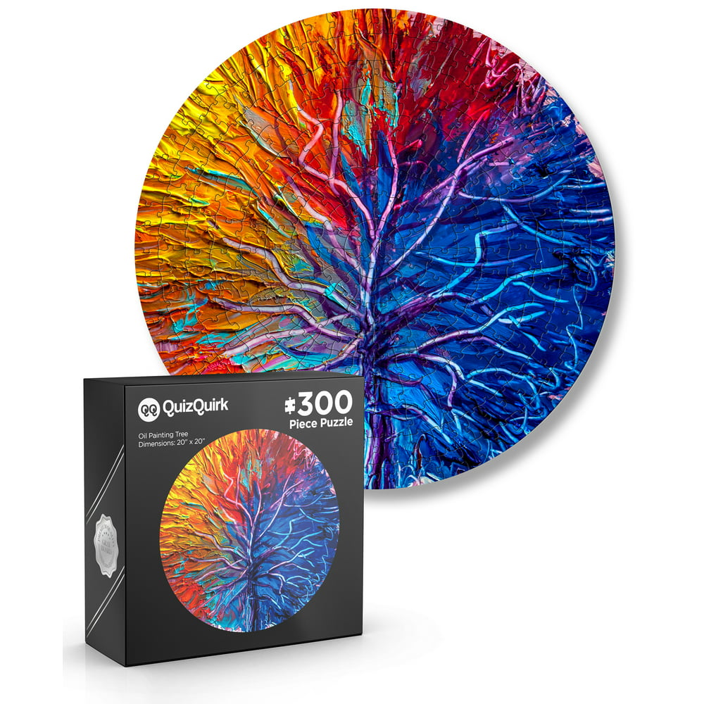 JigFun Puzzle, Colorful Trees Round 300 Piece Jigsaw Puzzle for Adults ...
