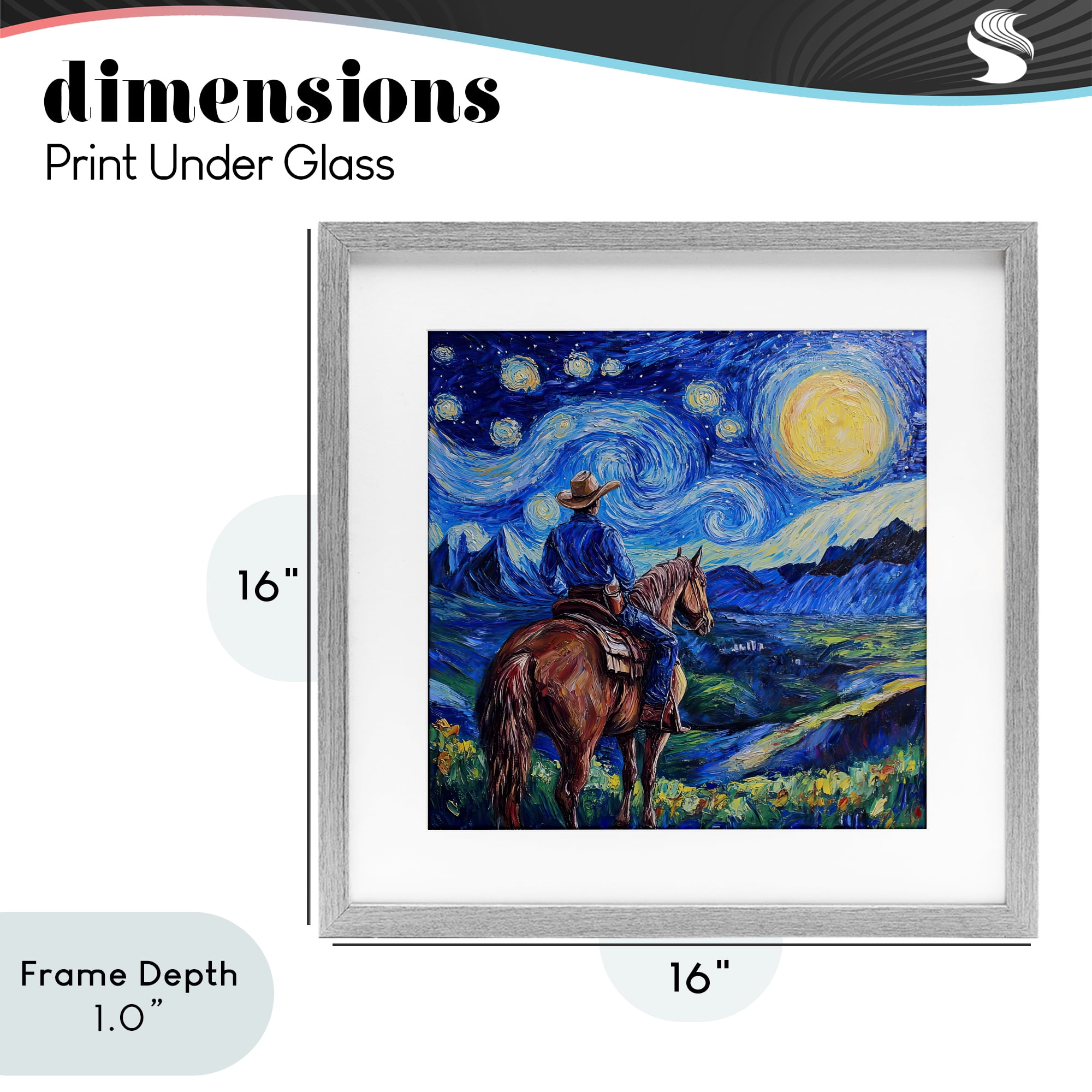 Stupell Industries Starry Night Cowboy Gray Framed Print Under Glass, design by Tina LeCour