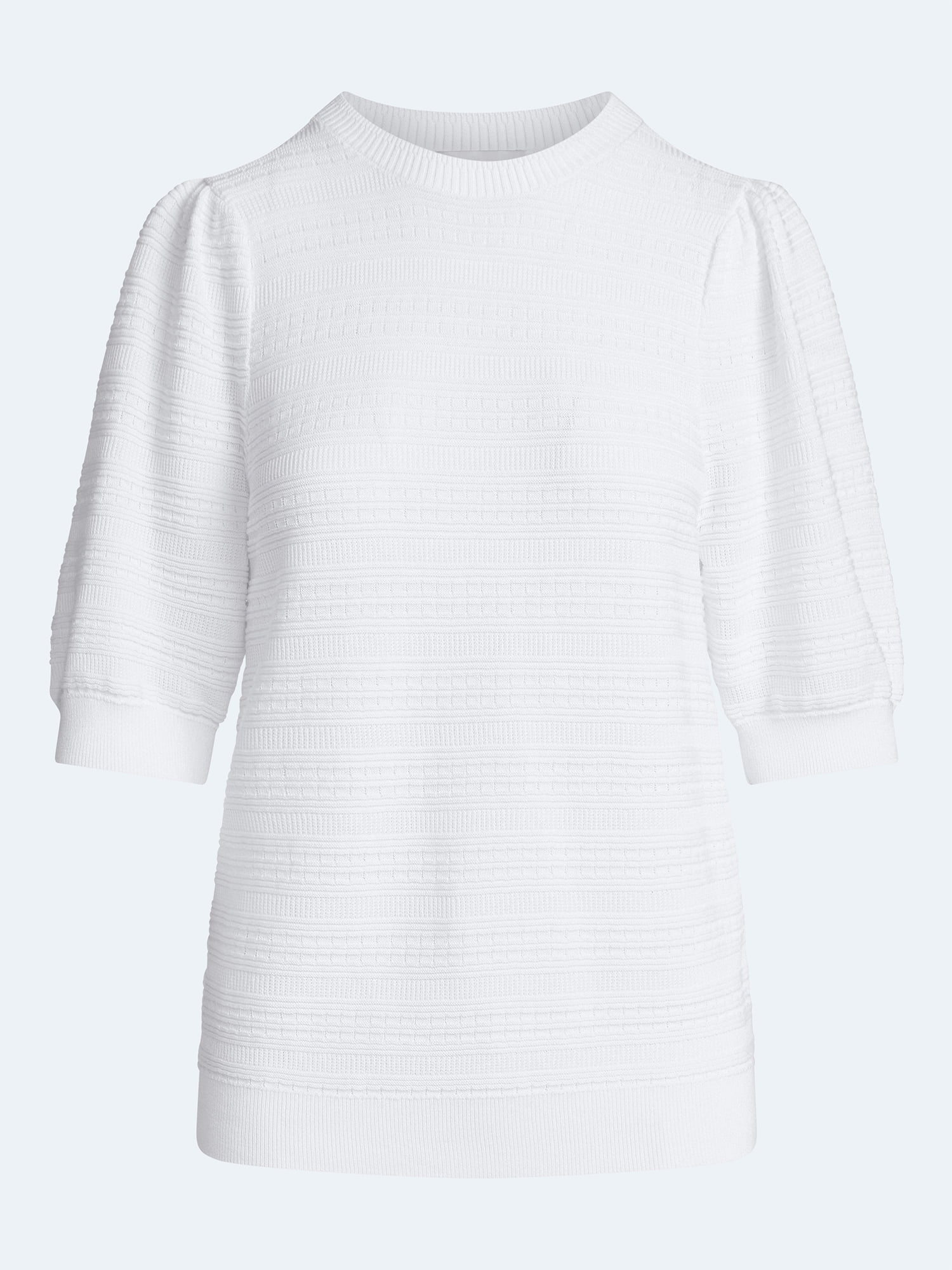 Free Assembly Women's Textured Sweater with Short Puff Sleeves, Lightweight, Sizes XS-XXL