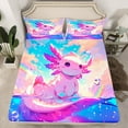 thumbnail image 2 of Homewish Kawaii Salamander Axolotl Twin Sheet Sets,Magic Animal Twin Fitted Sheet,Purple Pink Blue Flat Sheet For Children,Breathable Home Decor,3 Pieces, 2 of 7