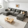thumbnail image 4 of DoMaDing U Shaped Modular Sectional Sofa, 116" Couch with Movable Ottoman, Comfy Chenille Sofa with Pillows for Living Room, Sturdy Frame, Dark Gray, 4 of 7