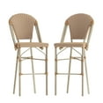 thumbnail image 2 of Merrick Lane Set of Two Indoor/Outdoor Stacking French Bistro Bar Stools with Natural and White Patterned Seats and Backs & Light Natural Metal Frames, 2 of 12