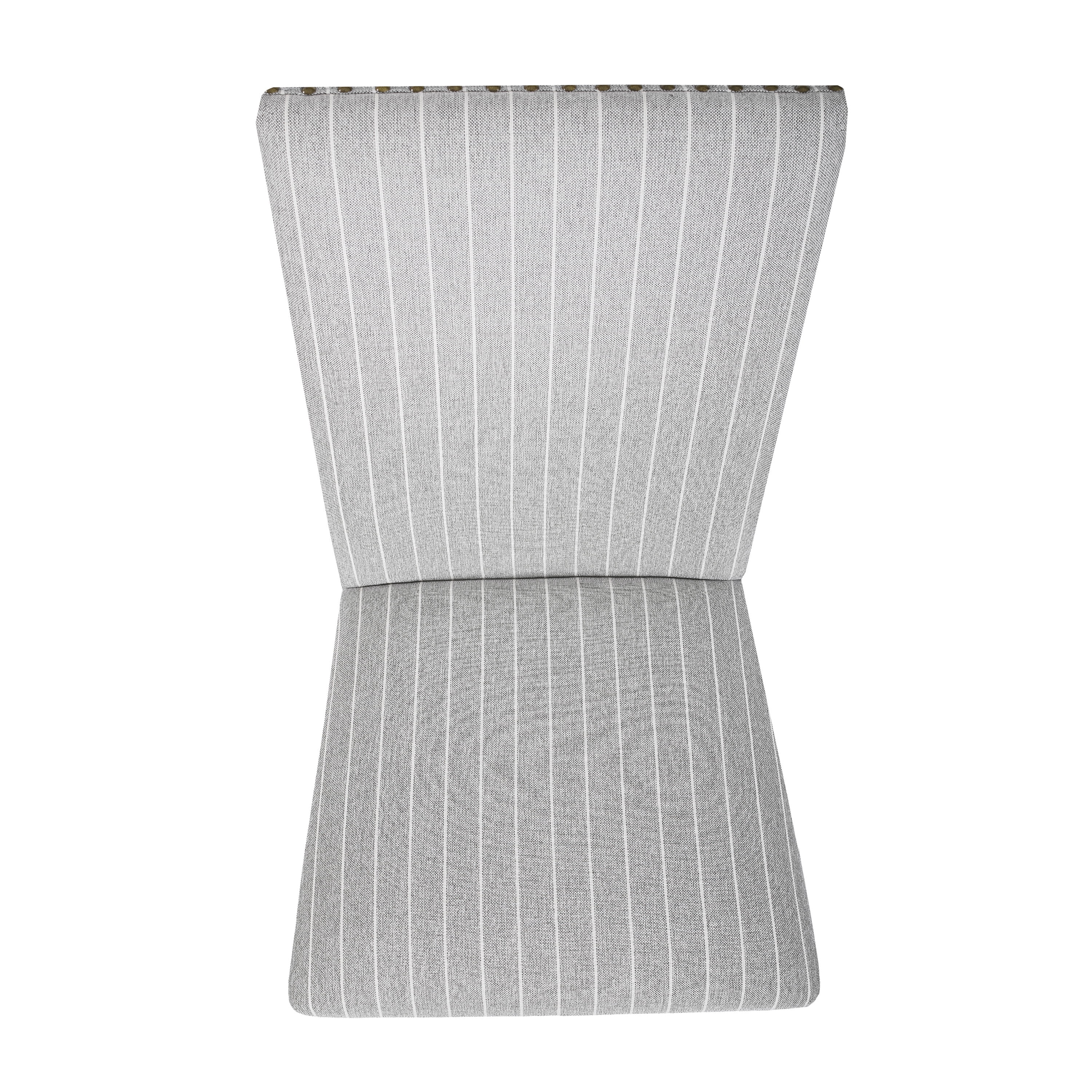 HomePop Upholstered Dining Chair, Set of 2, Light Gray Stripe