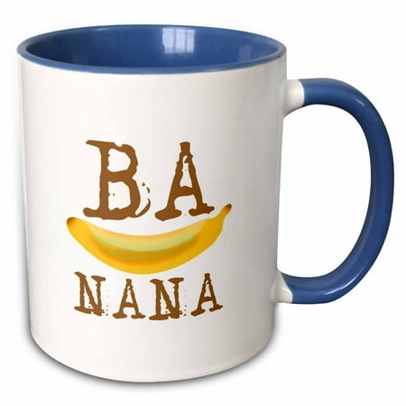 3drose an Image of a Yellow Banana. a Funny Text Banana Around the Image 15oz Two-tone Blue Mug