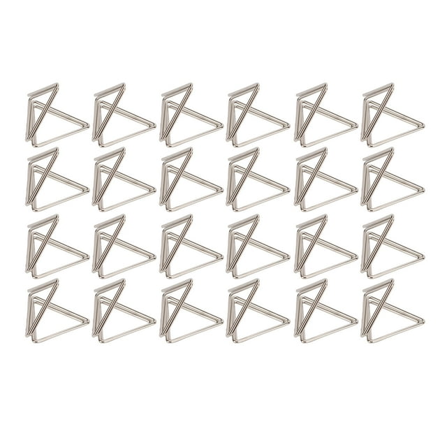 24 Piezas Porta Tarjetas Triangulares Simples, Elegantes, Ligeros, Portátiles, Clips para Tarjetas para Clasificación de Archivos de Oficina, Plata