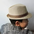 thumbnail image 3 of SPRING PARK Unisex Kid Boys Girls Fashion Cool Dance Jazz Pitched Crown Classic Gentle Short Brim Hat Cap Outdoor Fedora Hat, 3 of 5