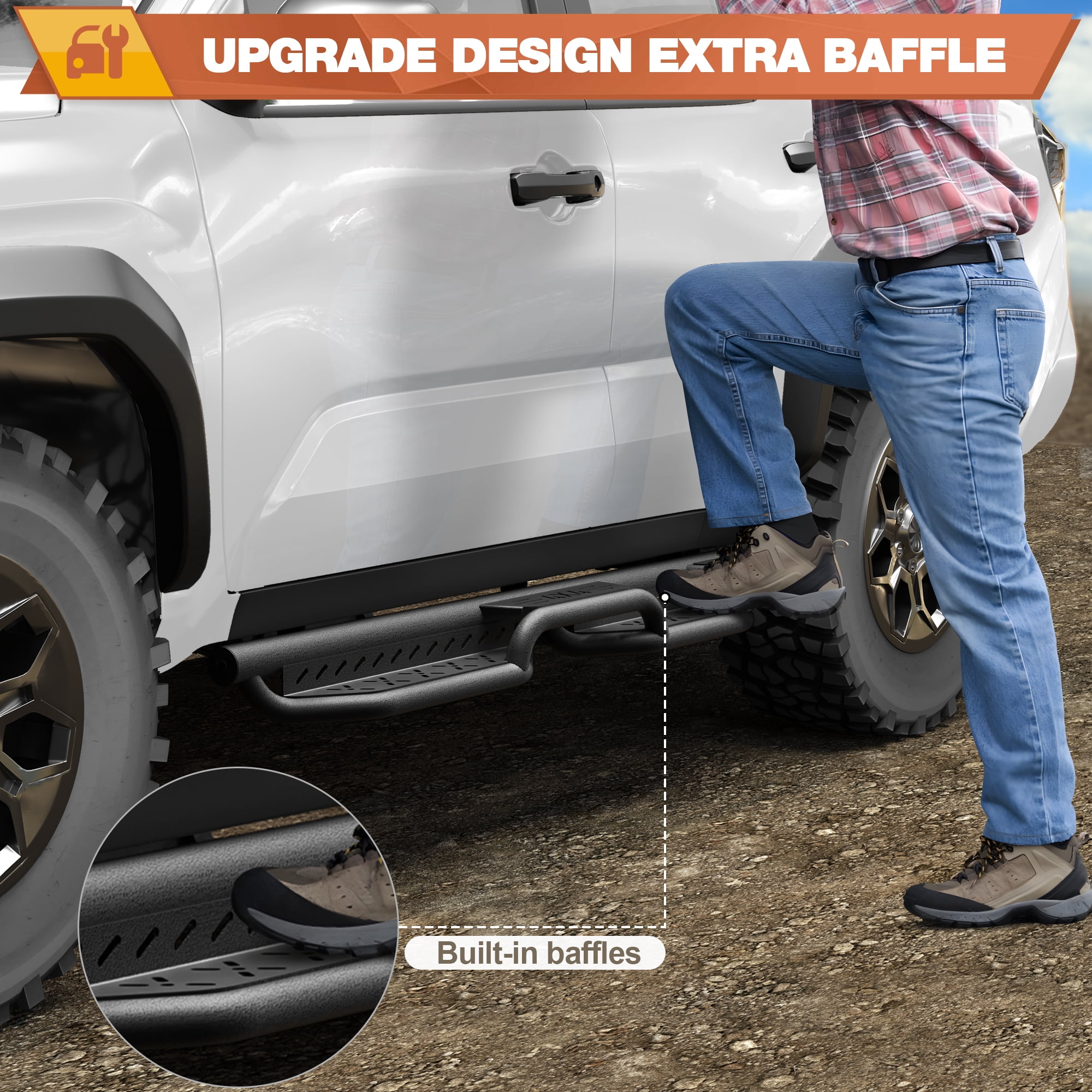POFENZE Running Boards for Toyota 4Runner Crew Cab 2010-2024 Side Steps for Truck Black Nerf Bar
