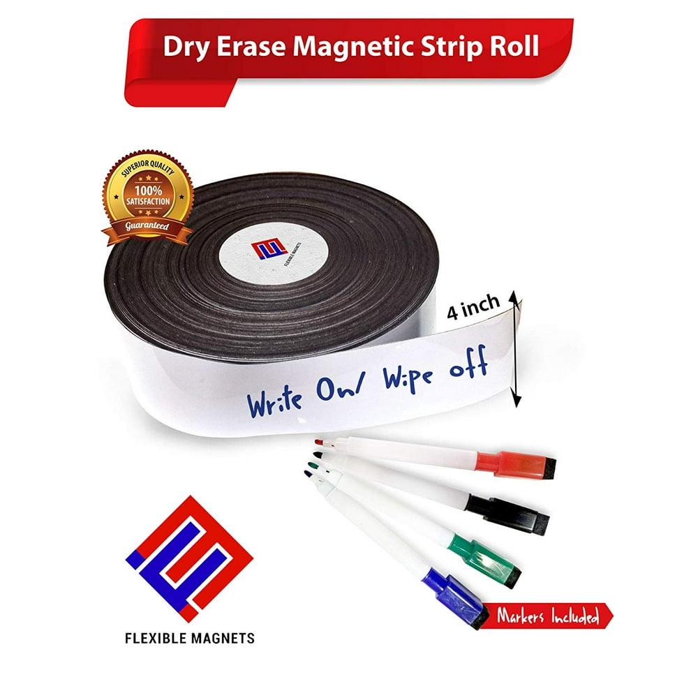 Dry Erase Strip Roll Write on / Wipe off With Marker (4