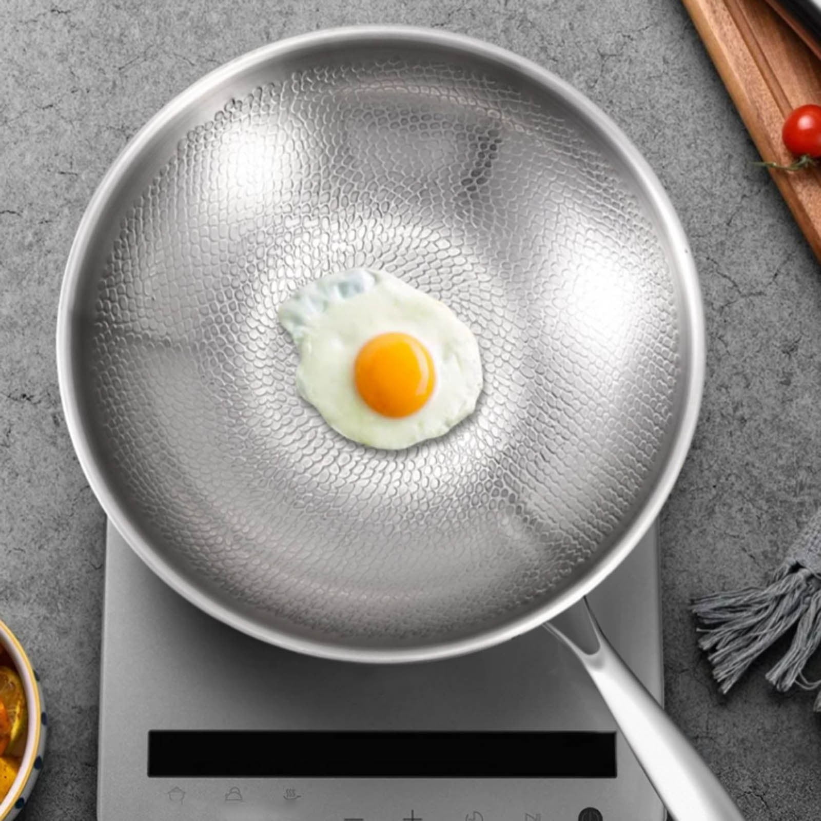 Titanium Pan 2025 – Non Stick Titanium Frying Pan for Cooking – Durable Scratch-Resistant Hammered Titanium Skillet – Fast Even Heating, Pro-Grade Healthy Cooking Pan with Steamer Basket and Pot Lid