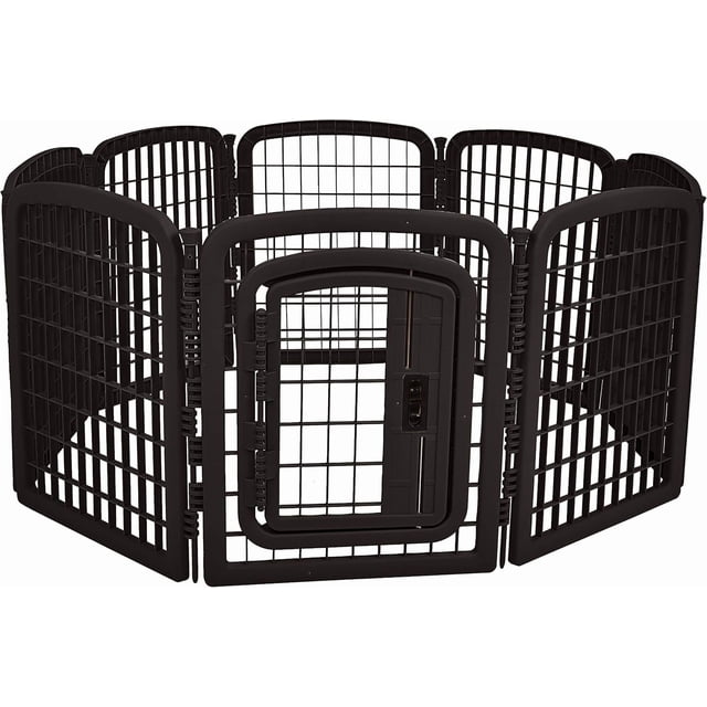 Plastic Pet Pen Fence Enclosure With Gate - Grey
