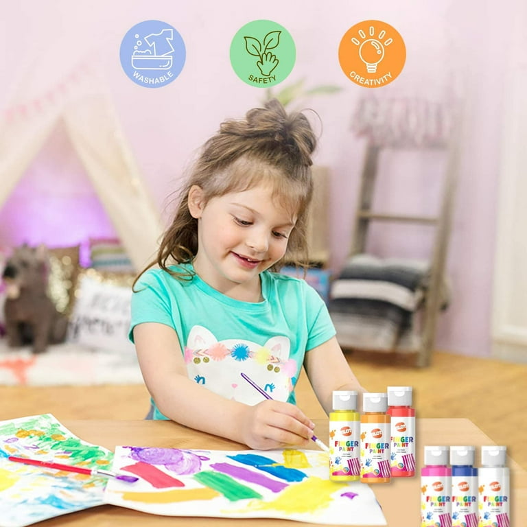 Finger Paint Set for Kids - Toddler painting set includes kids washable  paint and brush set, toddler paint paper pad, finger paint sponges and  smock : Buy Online at Best Price in