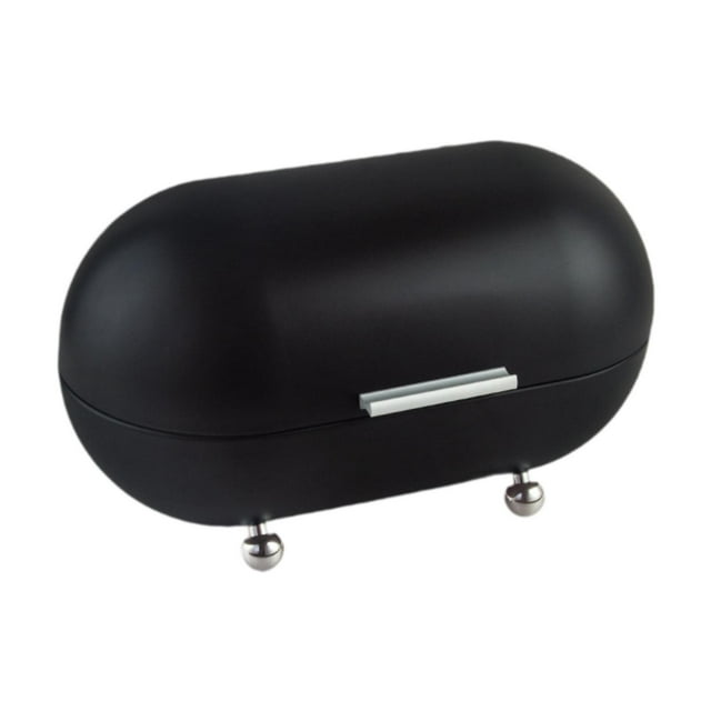 veasfak Bread Food Storage Box Counter Bread Box Bread Storage Container Metal Bread Box black