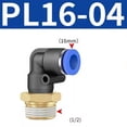 thumbnail image 1 of Connecteur Rapide Pneumatique pour Coude, Raccords d'Air, Adaptateur Fileté pour Coude PL4-16 PL16-04, 1 of 4