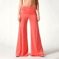 thumbnail image 7 of Fold Over Flare Yoga Pants Womens High Waisted Wide Leg Leggings Pilates Workout Gym Casual Saffron S, 7 of 7
