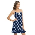 thumbnail image 4 of Women's Nightgown Spaghetti Strap Ruffles Hem Sleepwear Scoop Neck Loose Nightwear Soft Sleeping Dress,Women's Slip Night Dress,S-2XL,Dark blue, 4 of 7