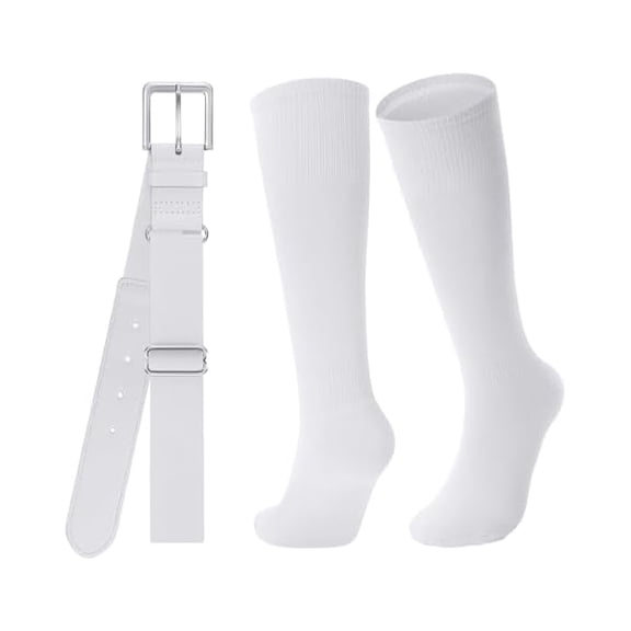 EryueerBaseball Socks and Belt for Youth Adult Softball Socks Combo Elastic Waist Belt for Men Kids Boys Girls Women