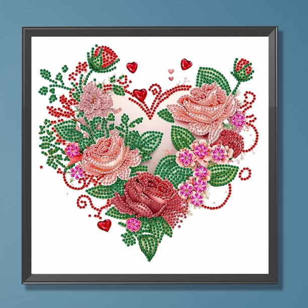 Cuadros Decorativos Pintura de diamante 5D DIY Kit de taladro en forma especial parcial Corazón Decoración del hogar Wdftyju embutido en tela