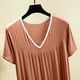thumbnail image 5 of Karight Womens Soft Cotton T Shirt Dress Summer Short Sleeve Casual V Neck Sleepshirts Loose Long Nightdress House Dress, 5 of 7