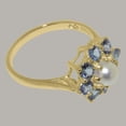 thumbnail image 3 of LBG British Made 18k Yellow Gold ring with Cultured Pearl & Tanzanite Womens Statement Ring - 33 size options - Size 11.25, 3 of 5