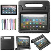 EpicGadget Case for Amazon Fire HD 8 / Fire HD 8 Plus (10th Generation, 2020 Released) - Shockproof Lightweight Kickstand Handle EVA Kids Cover Case   1 Screen Protector and 1 Stylus (Black)