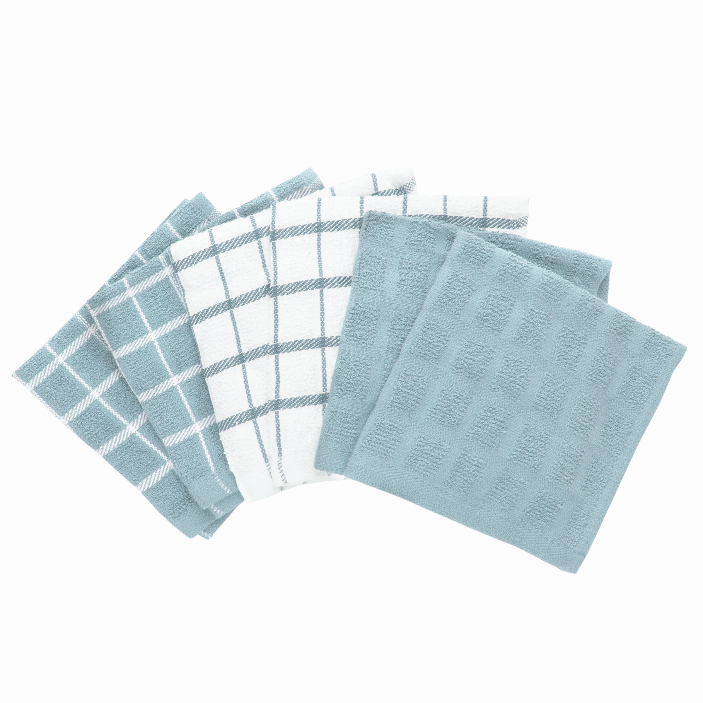 RITZ Terry Check Dish Cloth, Set of Six, Dew