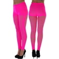 thumbnail image 2 of ToBeInStyle Women's Footless Multi-Dimensional Diamond Net Tights - Neon Pink - One Size, 2 of 6