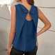 thumbnail image 3 of Tops Casuales sin Mangas para las Mujeres Color Sólido Cuello Redondo Plisado Blusa sin Espalda, Tops de Color Sólido para las Mujeres Respirable Primavera Verano Diario, 3 of 8