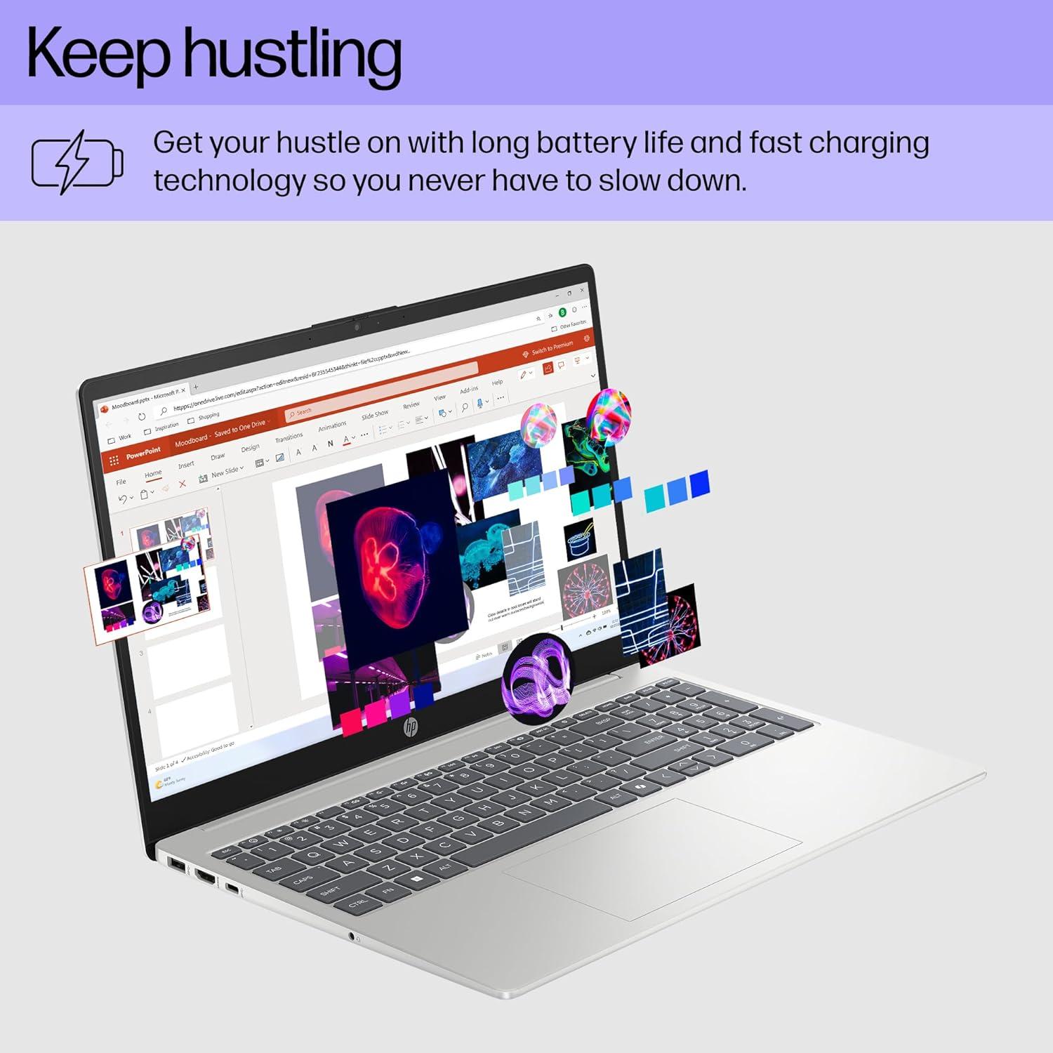 HP 15.6 inch Laptop, HD Touchscreen Display, AMD Ryzen 3 7320U, 8 GB RAM, 128 GB SSD, AMD Radeon Graphics, Windows 11 Home in S Mode, Natural Silver, 15-fc0099nr