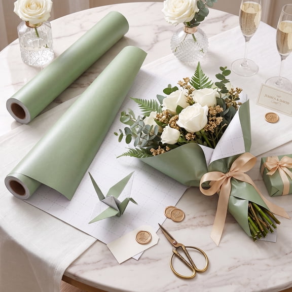 Green Wrapping Paper Roll 17 In X 39 Ft Sage Green Wrapping Paper Gift Wrap for Baby Shower, Wedding, Birthday, Easter Gifts, Holiday