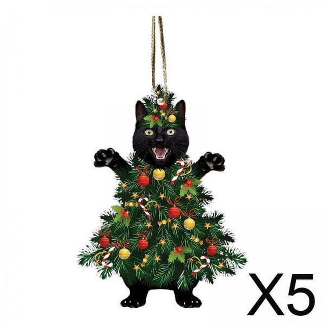 Colgante de Navidad,Decoraciones colgantes de Navidad Adorno de gato,Colgante de Navidad Adorno colgante con cordón,Espejo retrovisor del coche Accesorios para colgar Fácil de colgar,Regalo