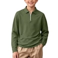 thumbnail image 2 of Asxite Toddler Girls and Boys Tops Long Sleeve Collared Half Zip Pullover Shirt Solid Casual Preppy, 2 of 8