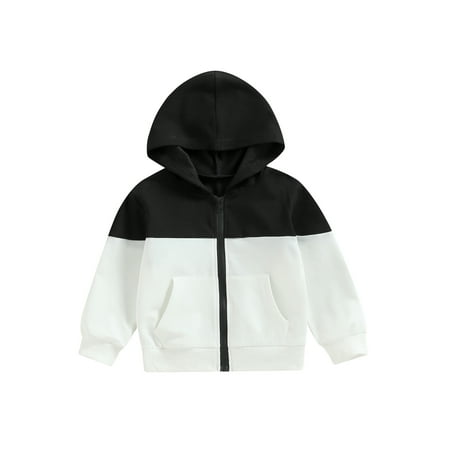 

Ma&Baby Kids Baby Boys Girls Autumn Hoodies Coat Contrast Color Long Sleeve Zipper Closure Jacket with Pockets