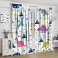 thumbnail image 4 of Kids Dinosaur Curtains Cartoon Dino Cute Animal Art Printed Curtain with Rod Pocket for Baby Boys Bedroom Nursery Children Home Decor Drapes Window Treatments 2 Panels Set 52x84in, 4 of 6