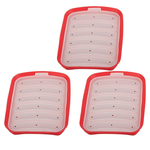3 moldes de silicona para salchichas, perritos calientes, para hacer jamón, suplementos alimenticios para bebés, herramientas para hornear, color rojo