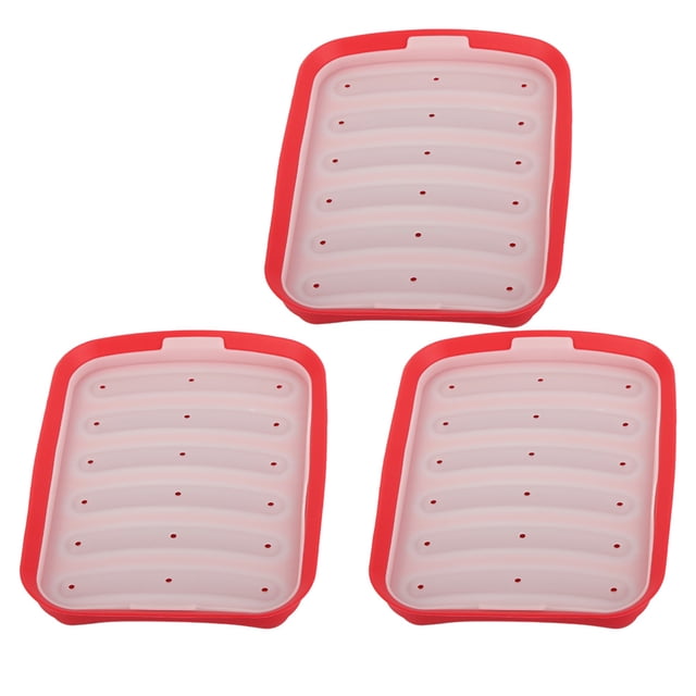 3 moldes de silicona para salchichas, perritos calientes, para hacer jamón, suplementos alimenticios para bebés, herramientas para hornear, color rojo