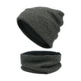 thumbnail image 3 of ZQUUVOU Winter Beanie Hat Scarf Gloves Set for Men Women Solid Color Outdoor Warm Knitted Hat Scarf TouchscreenGlove Set Dark Gray, 3 of 4