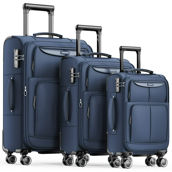Set de equipaje SHOWKOO Softside, expandible y ligero, azul