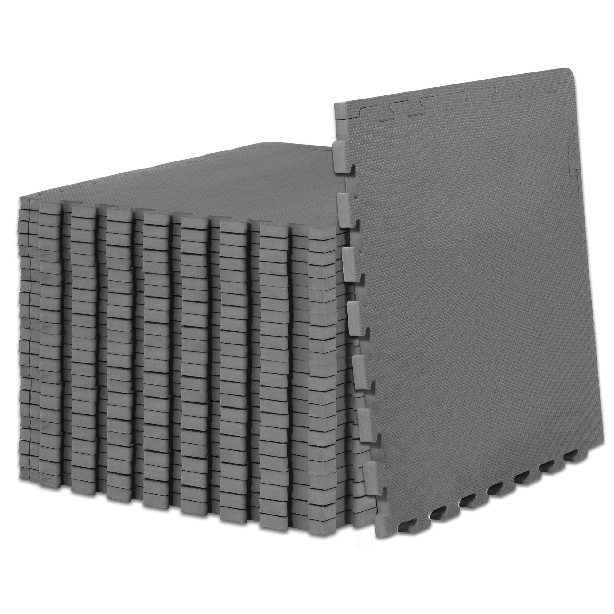 ProsourceFit Exercise Puzzle Mat 3/4-in, Grey, 96 Sq Ft - 24 Tiles